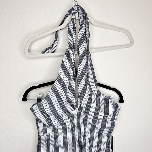 NWT House of Harlow x Revolve Amina White Black Embroidered Stripe Mini Dress Sm - Picture 3 of 13